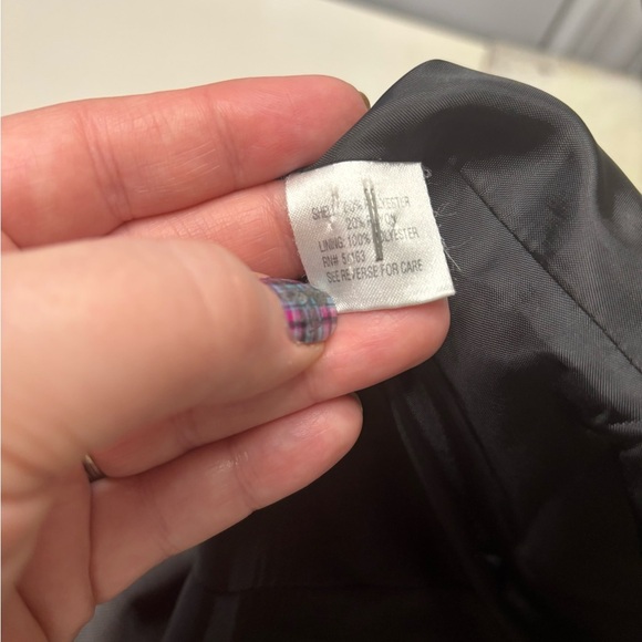 Calvin Klein Womens One Button Blazer Shimmer Size 8 Black White Metallic Silver - Picture 7 of 8